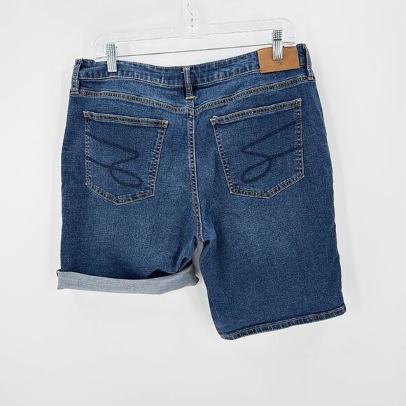 Seven7 high rise dark wash stretch denim shorts size 12 coastal beach summer - Picture 2 of 7